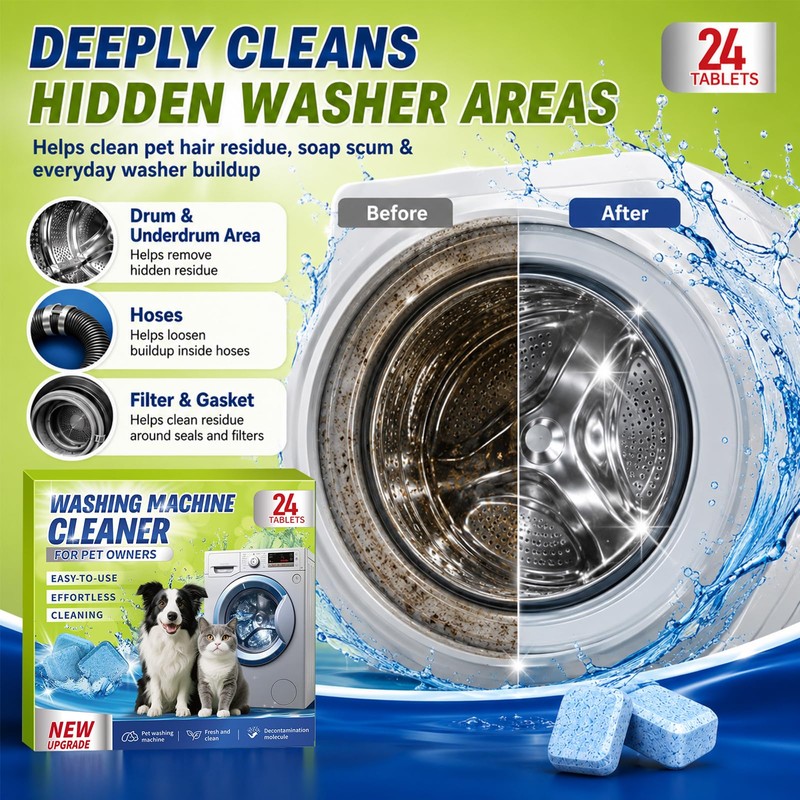24PCS Washing Machine Cleaning Tablets, Deep Cleaning Washer Cleaner, Fragrance-Free