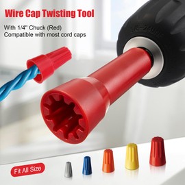 Feekoon Wire Twister Tool for Drill 3 PCS Wire Twister Nut, 3 Way/ 5 Way Stripper and Cap Twisting Tool with 1/4" Chuck, 6-10 AWG Quick Cable Stripping and Twisting Driver for Power Drill Drivers