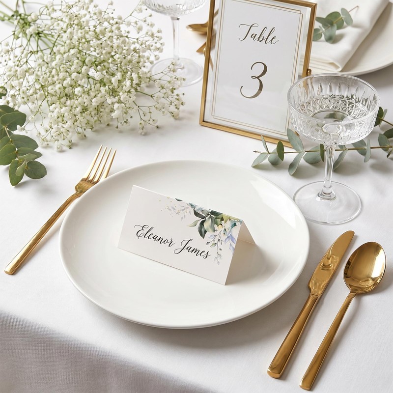 80 segnaposto per matrimonio e comunione con motivo eucalipto