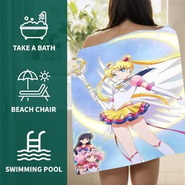 JXBBAAC Sailorr Moon Beach Towel, Bath Towel, Microfibre Beach Towel, Children's Shower Towel, Quick Drying Bath Towel, Portable Children's Towel, Camping Towel, Beach Mat for Travel, Sauna (150 x 75