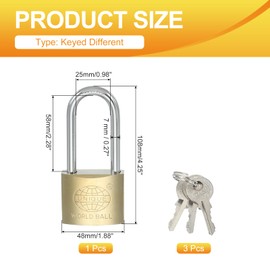 PATIKIL Stainless Steel Padlocks 4.2", 1 Pcs Keyed Different Long Shackle Lock Padlock with 3 Keys Weatherproof for Gym Locker Gate Fence Outdoor Indoor