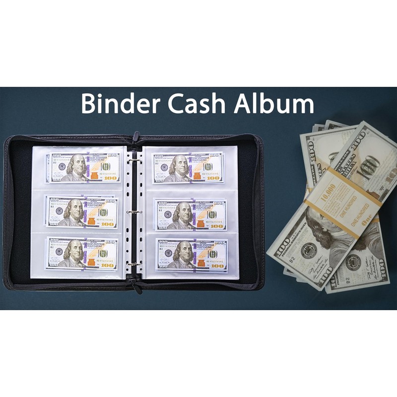 Cash Collection Book, Binder Currency Holder Album with 180 Pockets