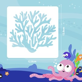 AvoDovA 8 Pieces Sea Animals Painting Stencils Reusable Diary Painting Stencils for Kids Drawing Stencils for Crafts Scrapbooking Painting on Wood 13 x 13 cm