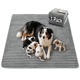 FunFurry Flannel Washable Pee Pad for Dogs - 1 Pack Reusable Dog Pee Pads Extra Large, Fast Absorb Pet Playpen Mat with Non-Slip Back, Waterproof Puppy Training Pad. (Light Grey, 72" X 72")