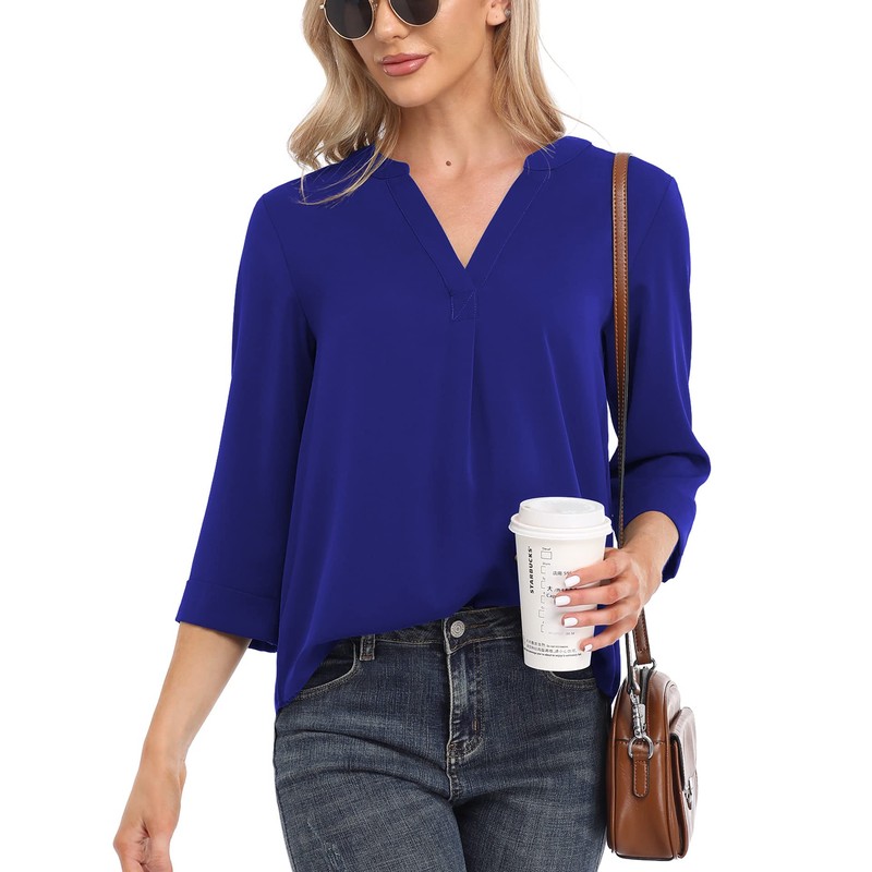 VIISHOW Blusa Casual de Gasa para Mujer, Manga 3/4, Cuello
