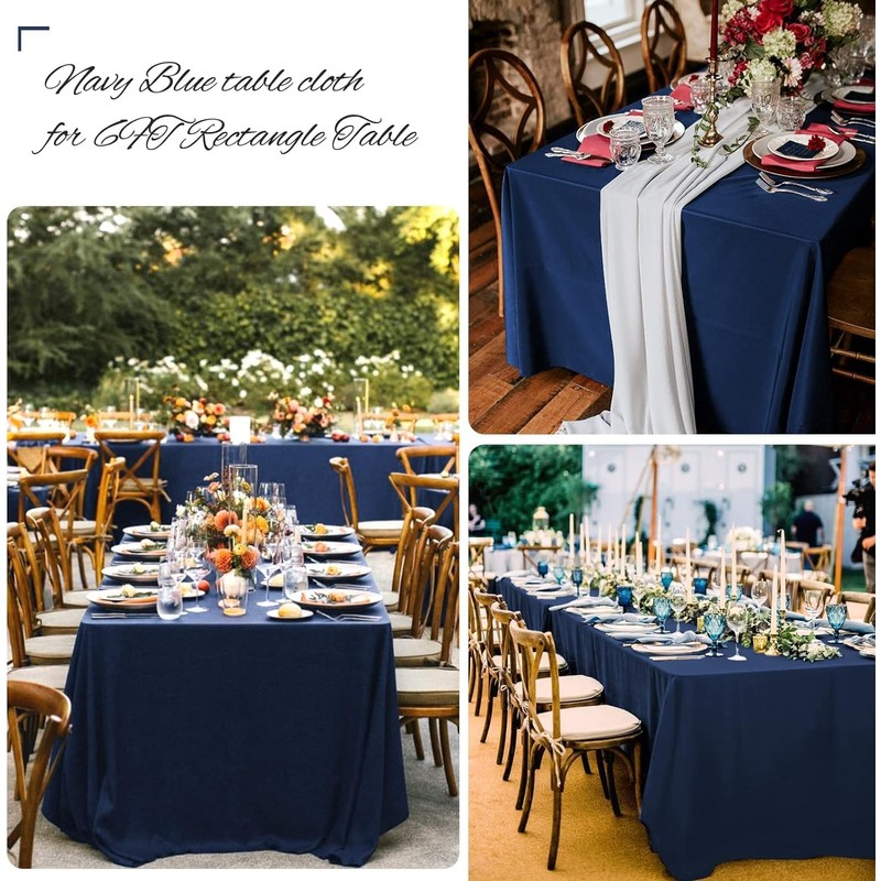 Pesonlook 2Pack Navy Blue Tablecloths for 8 Foot Rectangle Tables