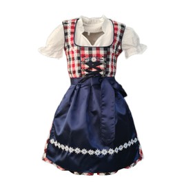 Alte Liebe Costume Dress 3-Piece Children's Dirndl Girls Dress Sizes 104,110,116,122,128,134,140,146,152, Red Blue White Checked