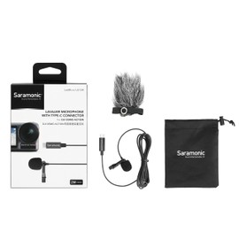 Saramonic Compact Clip-On Omnidirectional Lavalier Microphone Designed for DJI Osmo Action with 6.6' (2m) Cable & USB-C Connector (LavMicro U3-OA), Black, LAVMICROU3-OA