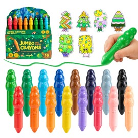 Jar Melo Jumbo Crayons for Toddlers 1-3, 16 Colors Non Toxic Beeswax Crayon