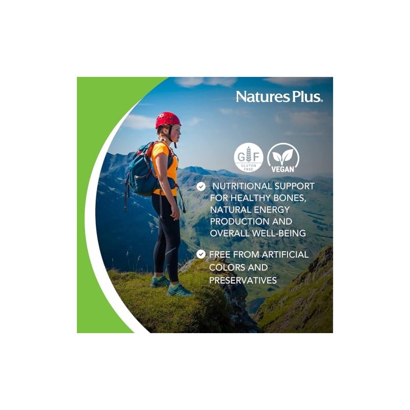 NaturesPlus Calcium Magnesium Vitamin D3 K2 Supplement - Bone, Teeth