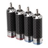 4Pcs RCA Sound Plug Carbon Fiber Chrome 8mm Wire Diameter