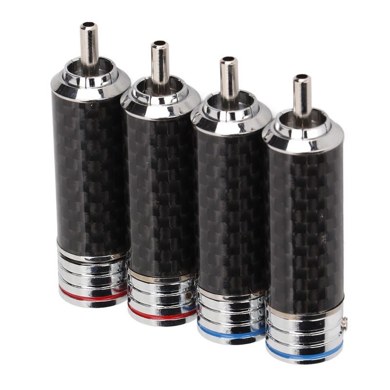 4Pcs RCA Sound Plug Carbon Fiber Chrome 8mm Wire Diameter