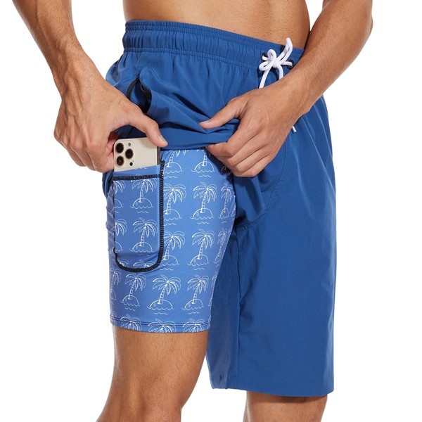 Arcweg Men's Swim Shorts Long Length Swimming Trunks with Compression