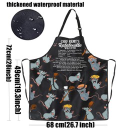 PXTIDY Rat Remy Chef Kitchen Apron Rat Chef Gifts Remy’s Ratatouille Recipe Apron with Pockets Little Chef Mouse Gift