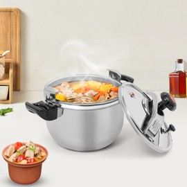 Stainless Steel Pressure Cooker Large Capacity Cooktop Pressure Pot with Multiple Protection Functions for Home Restaurants Canteens, Multiple Stove Compatible (11.62 Qt)