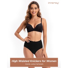 INNERSY Womens Briefs High Waist Cotton Maternity Pants after Birth Black White Knickers 5 Pack (16, Black/Grey/White)