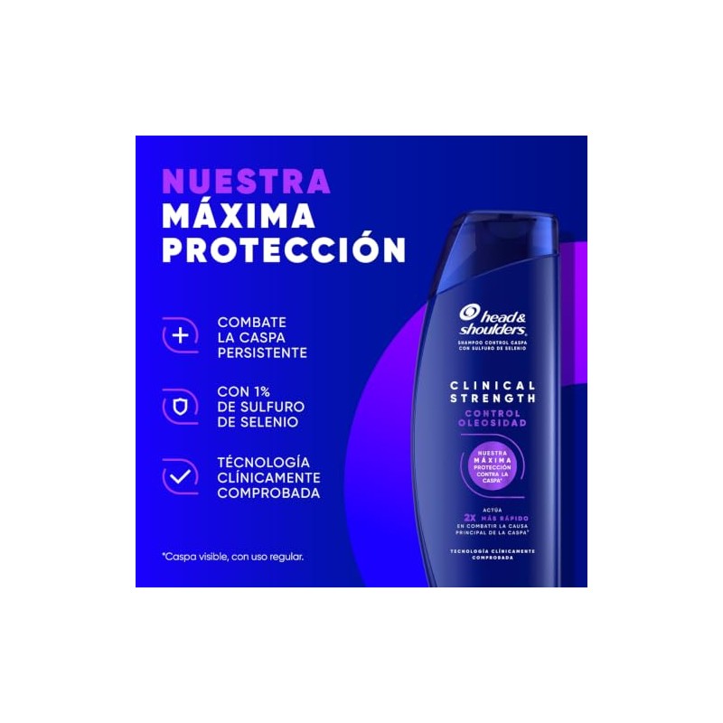 HEAD & SHOULDERS, Shampoo para Caspa, Clinical Strength Control Oleosidad