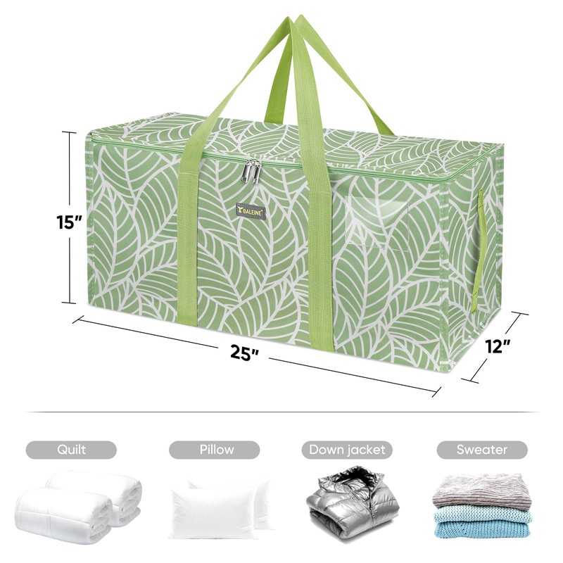 BALEINE Extra Large Storage Tote with Zippers & Carrying Handles,