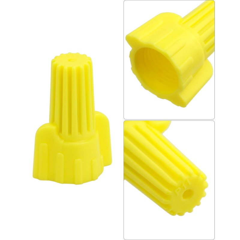 QWORK Yellow Winged Electrical Wire End Connectors Caps, 18-10 AWG,
