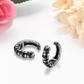 Flongo Women's Clip Earrings Men's Stud Earrings Hoop Earrings without Hole Ear Clip Fake Plugs Captive Ring Helix Cartilage Ear Piercing, stainless steel