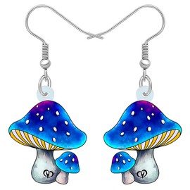 BAMAY Acrílico Anime Seta Pendientes Colgante Joyería Pendientes de Declaración de Mujer Regalos Planta Mushroom Pendientes (Azul 491)