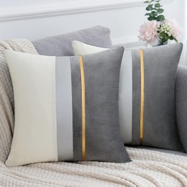 Grey Velvet Cushion Covers 40 x 40 cm Set of 2 Soft Decorative Square Pillowcases Luxury Home Decor Accent Cushion Cases for Living Room Couch Bedroom Sofa Bed 16x16 inch