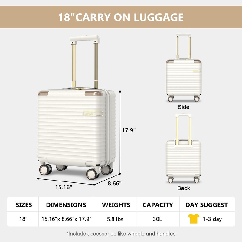 Joyway Carry on Luggage With Removable Spinner Wheels & Built-In