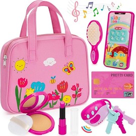 Officygnet Play Purse Toy for Girls 1 2 3 Years Old, Toddler Purse Girl Toys with Pretend Makeup Kit, Pretend Princess Play Toys for Little Girls, Birthday for Toddler Girls Age 2-3