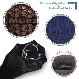Muezna Men's Non-Slip Yoga Socks, Anti-Skid Pilates, Barre, Bikram Fitness Hospital Slipper Socks with Grips