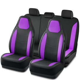 Road Comforts Car Seat Cover, Leather Full Set Car Seat Cover, Automotive Interior Cover, Universal Fit for Most Cars, SUVs, Trucks, and Vans, Airbag Compatible (Purple)