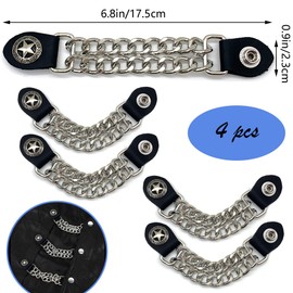 DHER 4 Piece Extension Motorcycle Vest Closure Chain Vest Buckle Extension Chain Vest Extension Vest Hip Hop Clothing Accessories Clothes Buckle (B)