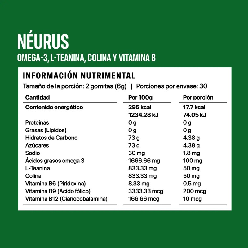 Gummy Life - Néurus 60 Gomitas Omega 3, L-teanina, Colina