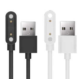 Lamshaw Compatible with Raycon Bone Conduction Headphones Charger, 1M Magnetic Replacement Charging Compatible for Raycon Bone Conduction Headphones (2 Pack-Black+White)