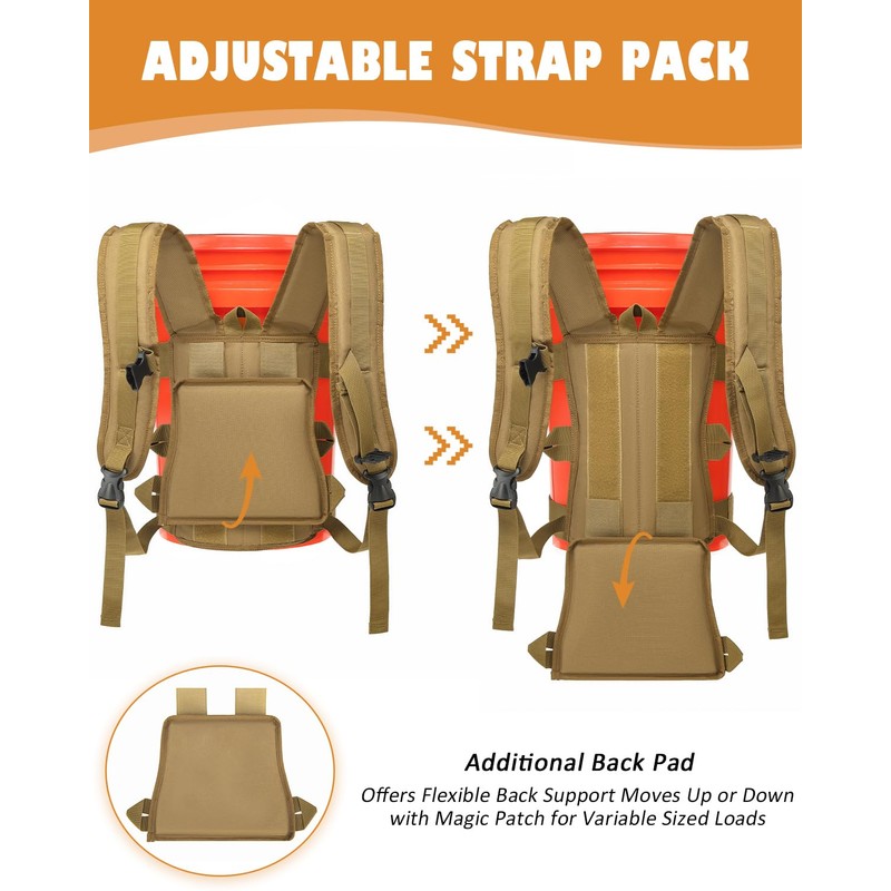 Backpack for 5 Gallon Buckets - Universal Bucket Organizer with