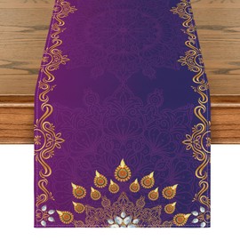 Artoid Mode Marigold Diwali Table Runner, Festival of Light Holiday Kitchen Dining Table Decoration for Home Party Decor 13x36 Inch