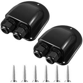 Enhon 2 Pack Waterproof ABS Solar Cable Entry Gland, Weather Resistant Dual Cable Entry Housing for All Types 3mm² to 10mm² RV, Caravan, Marine, Boat, Cabin(Black)