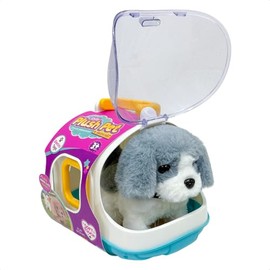 Mascota de Juguete Interactiva, Perro de Peluche Que Camina y Ladra, Perfecto para Juego de Roles, con Accesorios (Gris)