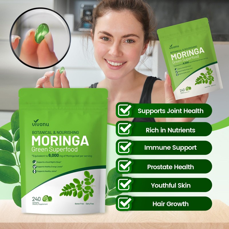 VivoNu Pure Moringa Capsules, Moringa Leaf Extracts, 120 Day Supply,