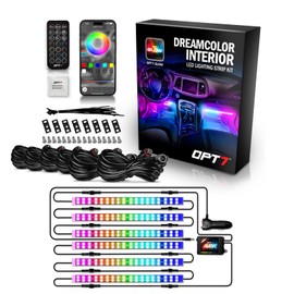 OPT7 Aura DreamColor RGB-IC Car Interior Ambient Light, 6PC Double Row LED Strips, Color Chasing Light Kit w/APP & Remote Control, Universal for Vehicles SUV Trucks Pickups Van