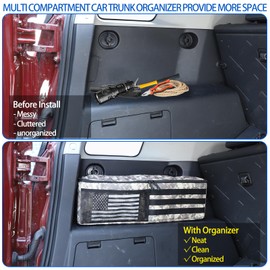 Fgtagtal Car Trunk Organizer Compatible with Toyota FJ Cruiser 2007-2021, Rear Storage Organizer With American Flag, Multi-Compartment Oxford Cloth Car Storage Bag Space Saving (Camouflage-Left Side)