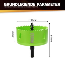 CSOOM 95 mm M42 Bi-Metal Hole Saw Drill Bit for Working in Plasterboard, Plastic, Wood, Thin Metal, Thin Sheet Steel, High Performance Drilling Tool