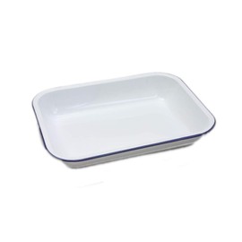 Genware 61031 Falcon Housewares Enamel Bake Pan, 31cm x 25cm x 5cm, White