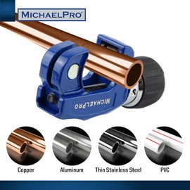 MichaelPro MP010022 Self Feeding Tube Cutter, Close Quarters Tubing Cutter, 1/8-inch to 7/8-inch (3 to 22mm), with Auto Feed Cutter Wheels, Blue