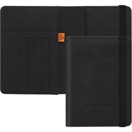 Porta de Pasaporte, Funda para Pasaporte con Bloqueo RFID, Cierre de Banda elástica, Caja de Pasaporte para Mujeres y Hombres, Caja de Pasaporte,Caja de Tarjeta de Visita Bolsa (negro)