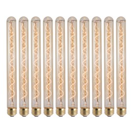GoodBulb 4O Watt Nostalgic Long Tube Light Bulbs | Incandescent Medium E26 Base 2200K Warm White Light T9 Shape | 120 Lumens 3000 Average Lifespan | Pack of 10 Bulbs