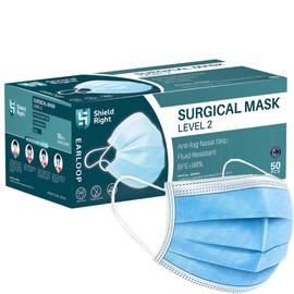 Shield Right Face Mask - Shield Right Surgical Face Mask Latex Free Earloops 50 Pack