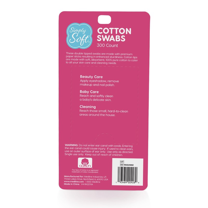 Simply Soft Cotton Tip Applicators, Cotton Swabs with Double Round