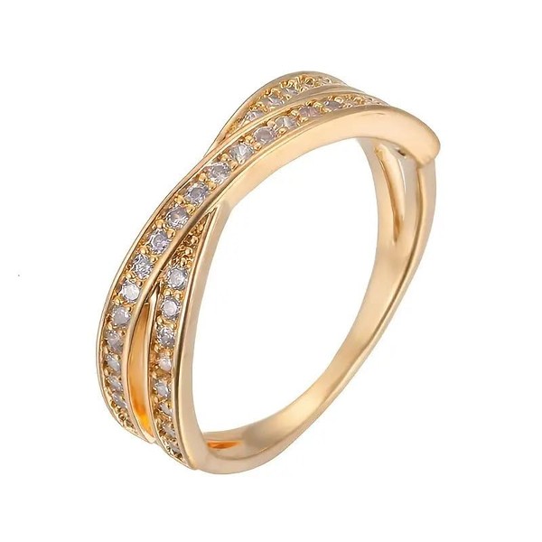 hsiyyecg Minimalist 14K Gold Plated X Ring Wedding Bands for