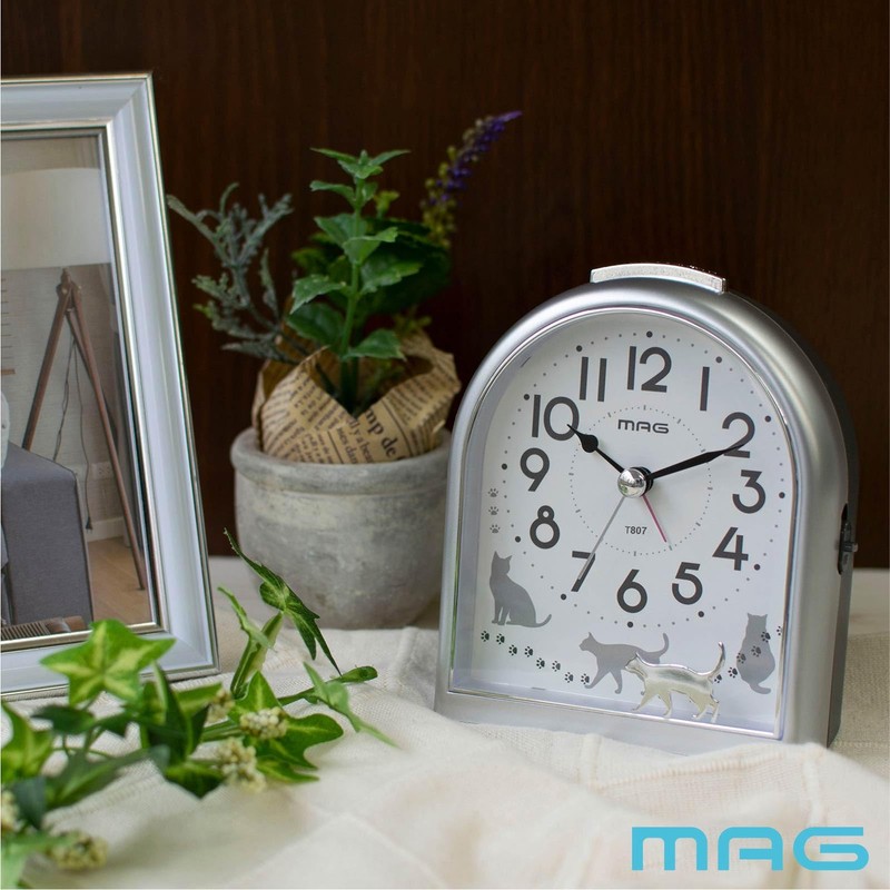 Mag T807ASMZ Alarm Clock, Analog Cat, Cat, Animal, Cute, Kids,