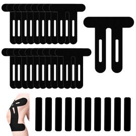 20 T-shaped Kinesiotapes Knee + 10 I-Shaped Knee Tape, 30 Waterproof, Pre-Cut Kinesiotapes, Protects Joints, Relieves Pain and Supports Muscles (Black)